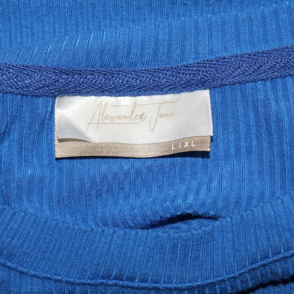 PreLoved Alexander Jane Blue Ribbed Long sleeve Crew Neck Top in Sz (L/XL) - Picture 6 of 7